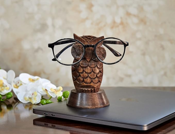 Stocking Stuffers Wooden Owl Glasses Holder Night Stand Reading Eyeglass - Image 9