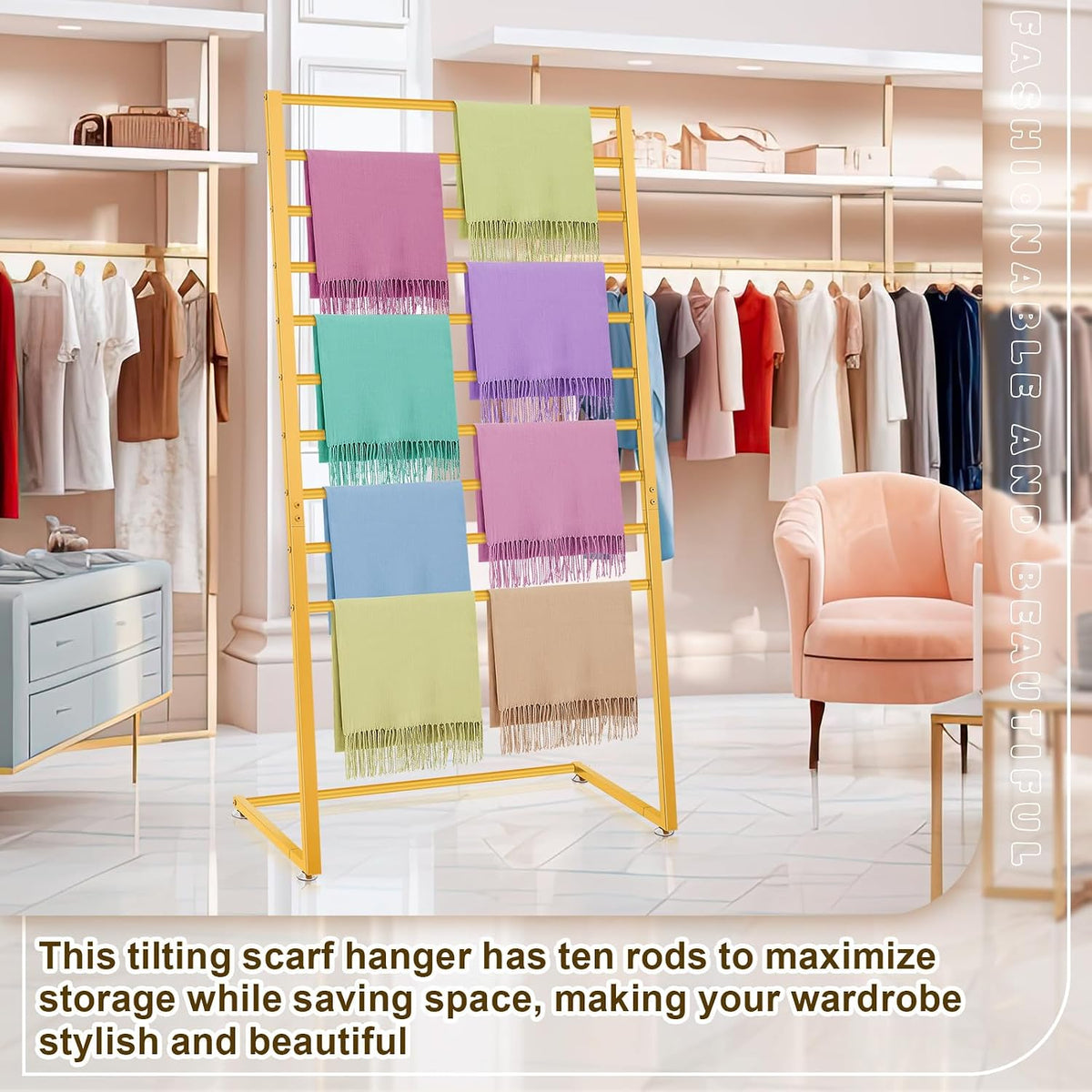Hijab Organizer, 10 Tier Metal Scarf Holder Organizer, Freestanding