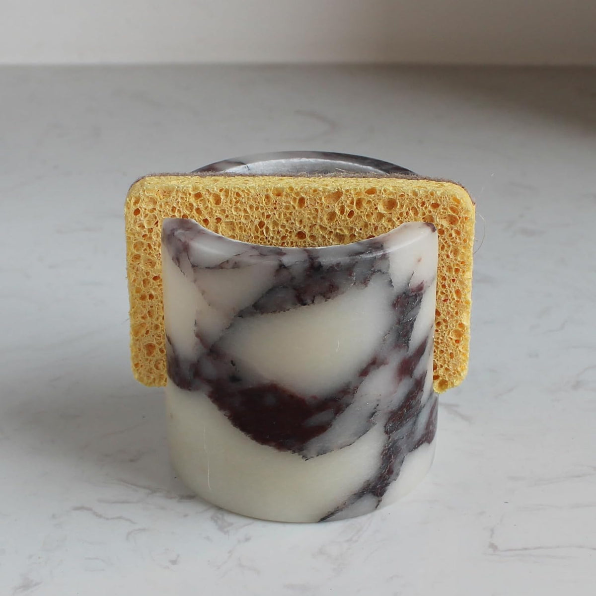 Natural Marble Travertine Sponge Holder for Kitchen Counter, Drying
