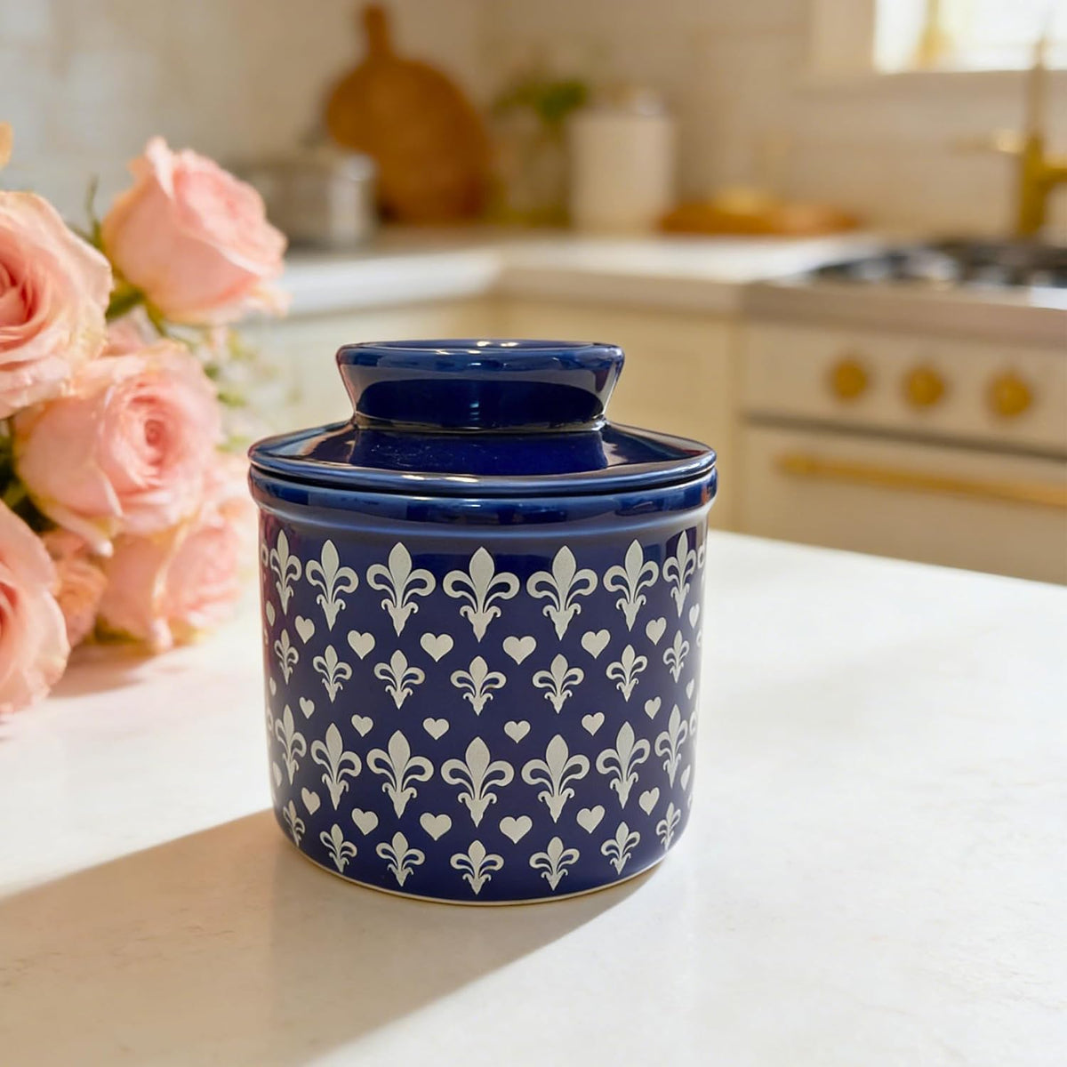 Butter Crock with Lid for Countertop, Butter Keeper Crock with Water