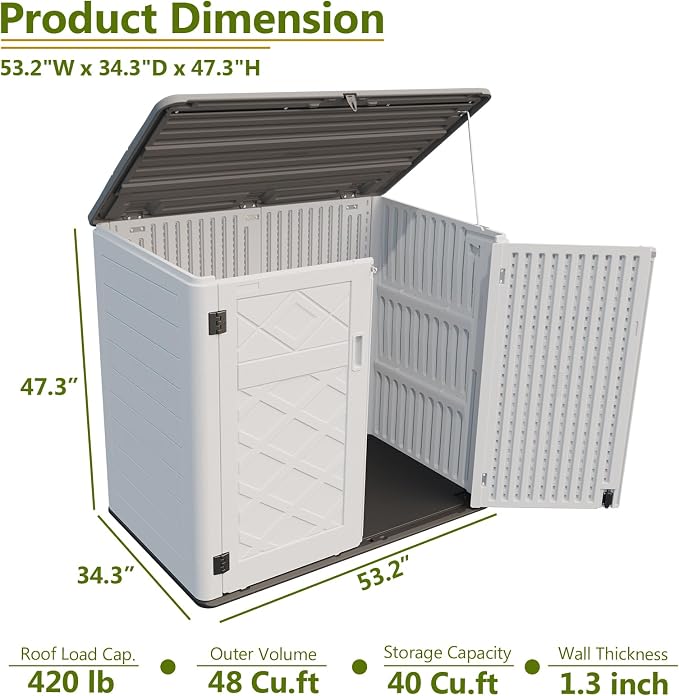 HOMSPARK Storage Shed Weather Resistance, Horizontal Storage Shed - Image 3