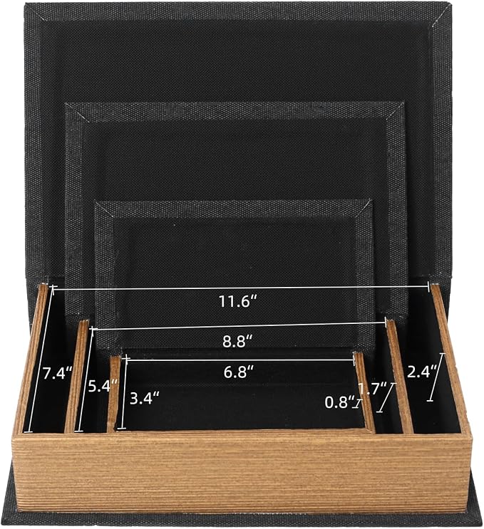 Modern Linen and Wood Decorative Faux Book Boxes Set of 3-13" - Image 2