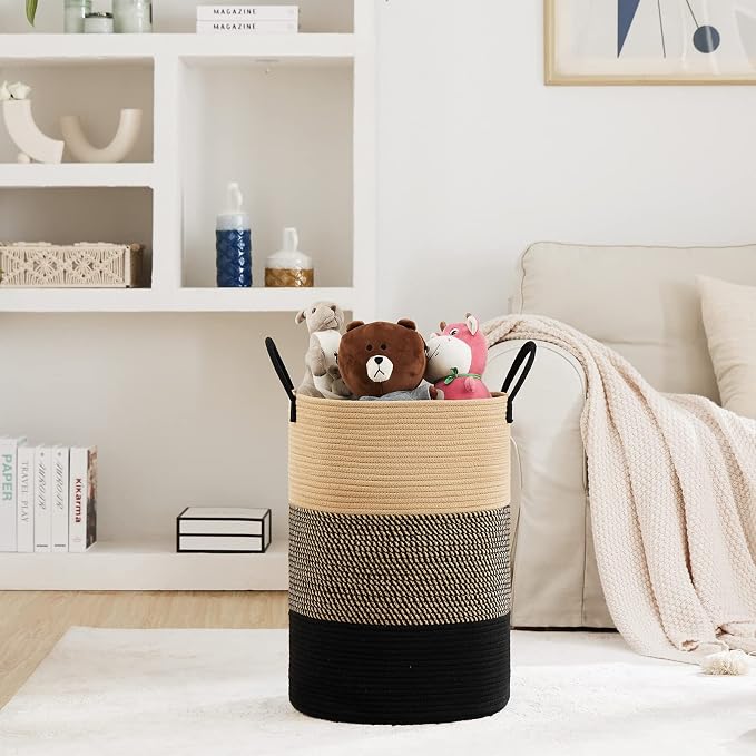Fiona's magic 58L Large Woven Laundry Hamper, Tall Cotton Rope Laundry Basket - Image 2