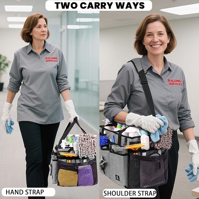 Extra large Cleaning Caddy Bag Built-in Sturdy Support Board, Cleaning Organizer - Image 3