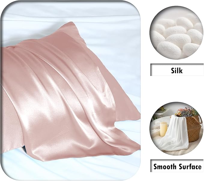 Silk Pillow Cases 2 Pack Soft Breathable and Sliky Queen Size Pillow Cases Set - Image 2
