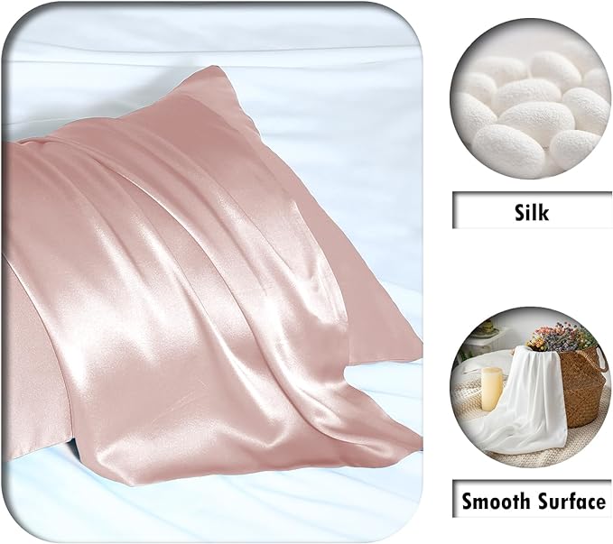 Silk Pillow Cases 2 Pack Soft Breathable and Sliky Standard Size Pillow Cases - Image 2