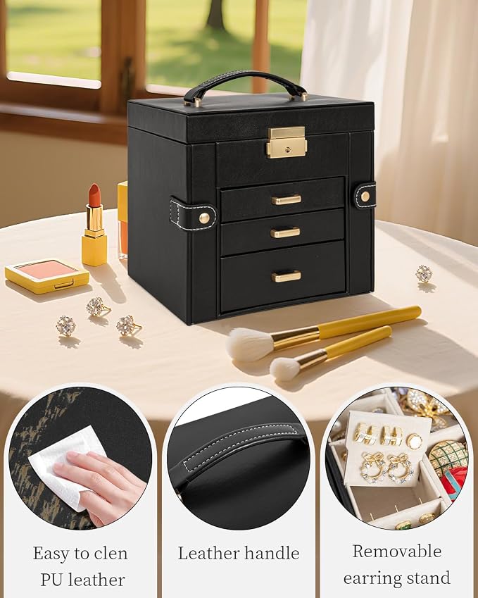 TORIBIO Jewelry Box for Women, Leather Jewelry Organizer - Image 6