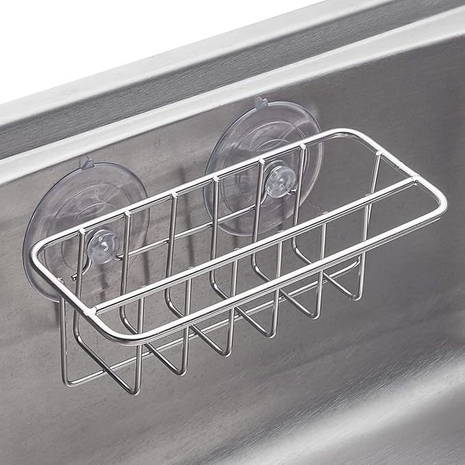 Sink Caddy Sponge Holder for Kitchen Sink Dish Cloth Hanger 2 Suspension Options - Image 2