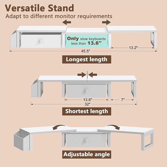 LAND·VOI Heavy Duty Dual Monitor Stand, Holds 2 Screens Up to 27 Inches - Image 4