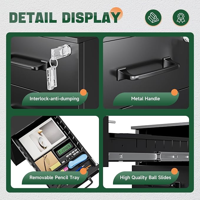 Letaya 3 Drawer Mobile File Cabinet - Image 6