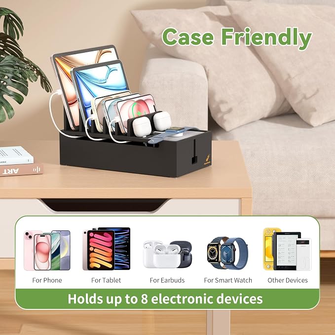 Pezin & Hulin Natural Bamboo Cable Management Box, Wire Organizers - Image 4