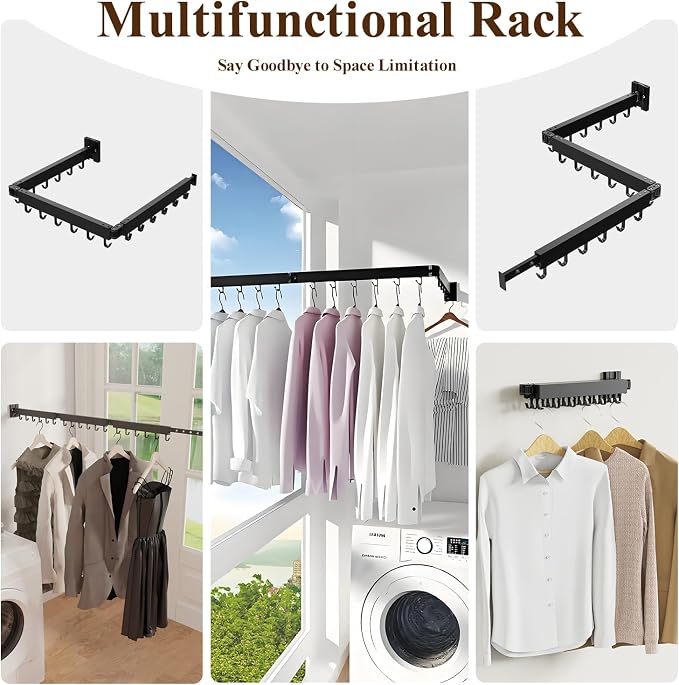 SVELTHOME Clothes Drying Rack Wall Mounted, Foldable Laundry Drying Rack - Image 8
