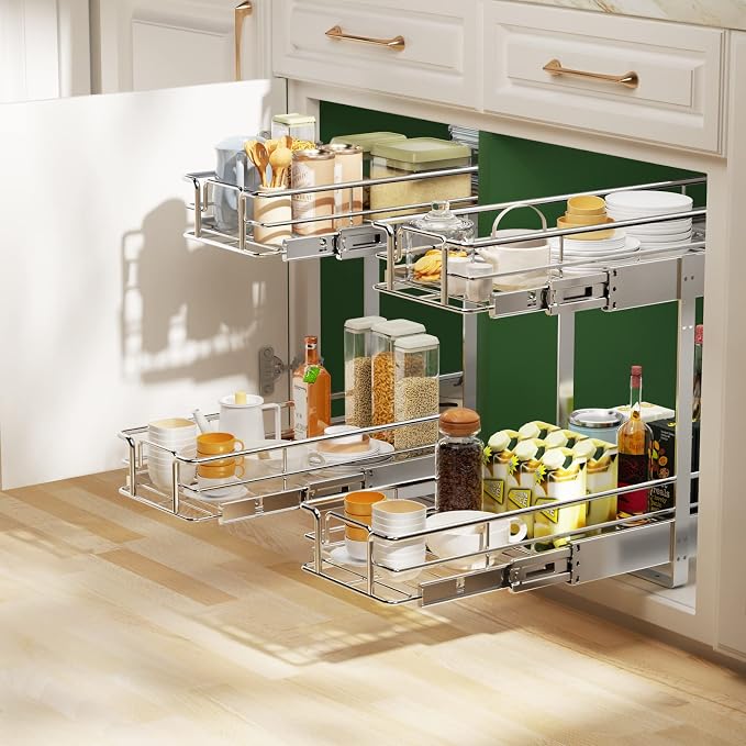 LOVMOR 2 Tier 5½" W x 21½" D, Individual Pull Organizer Kitchen Cabinet Storage - Image 6