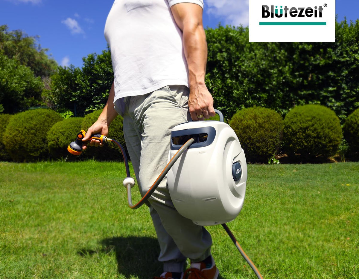 Blütezeit Retractable Garden Hose Reel, 1/2'' x 100ft Hose Reel