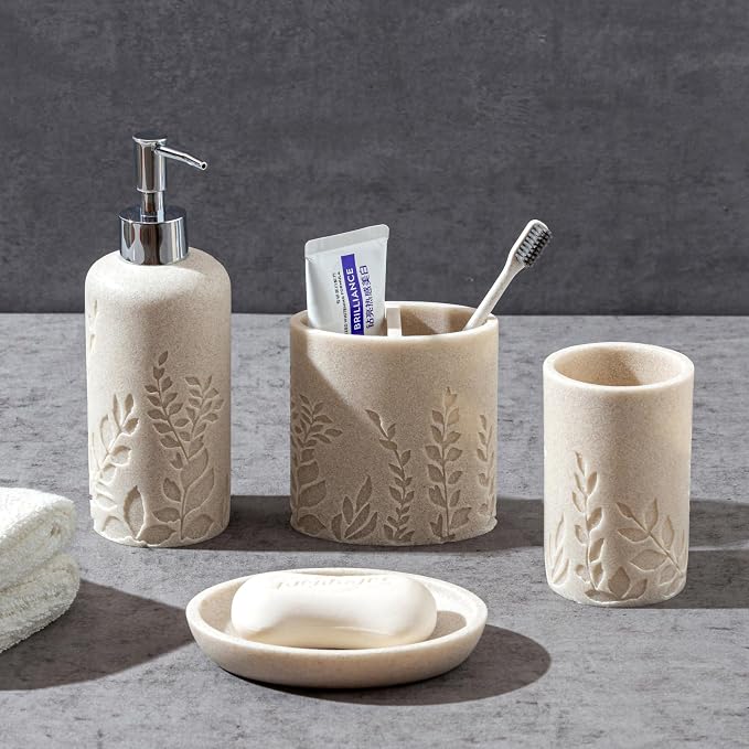 Bathroom Accessories Set, Toothbrush Holder, Soap Dish, Bathroom Countertop - Image 2