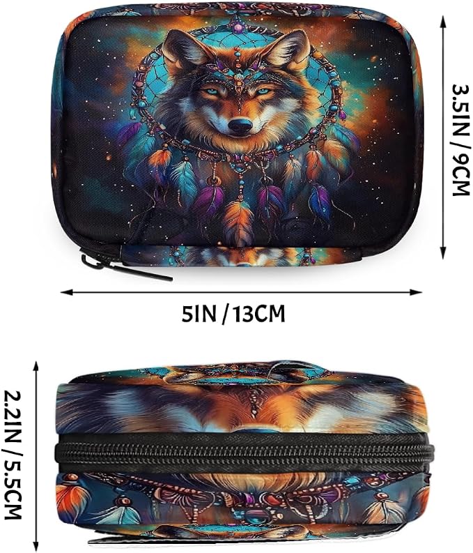 Majestic Wolf Dreamcatcher Pill Organizer Travel Medicine Case - Image 2