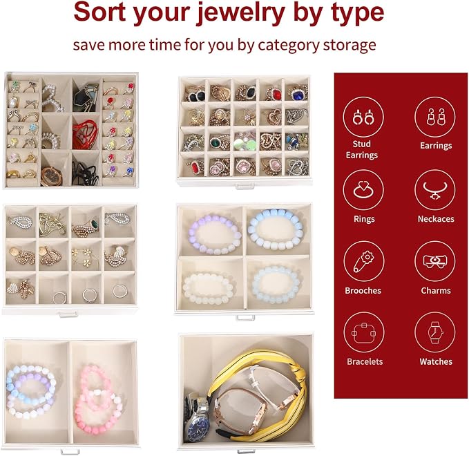 BOOVO Jewelry Box For women, 6 Layer Large Jewelry Organizer - Image 3