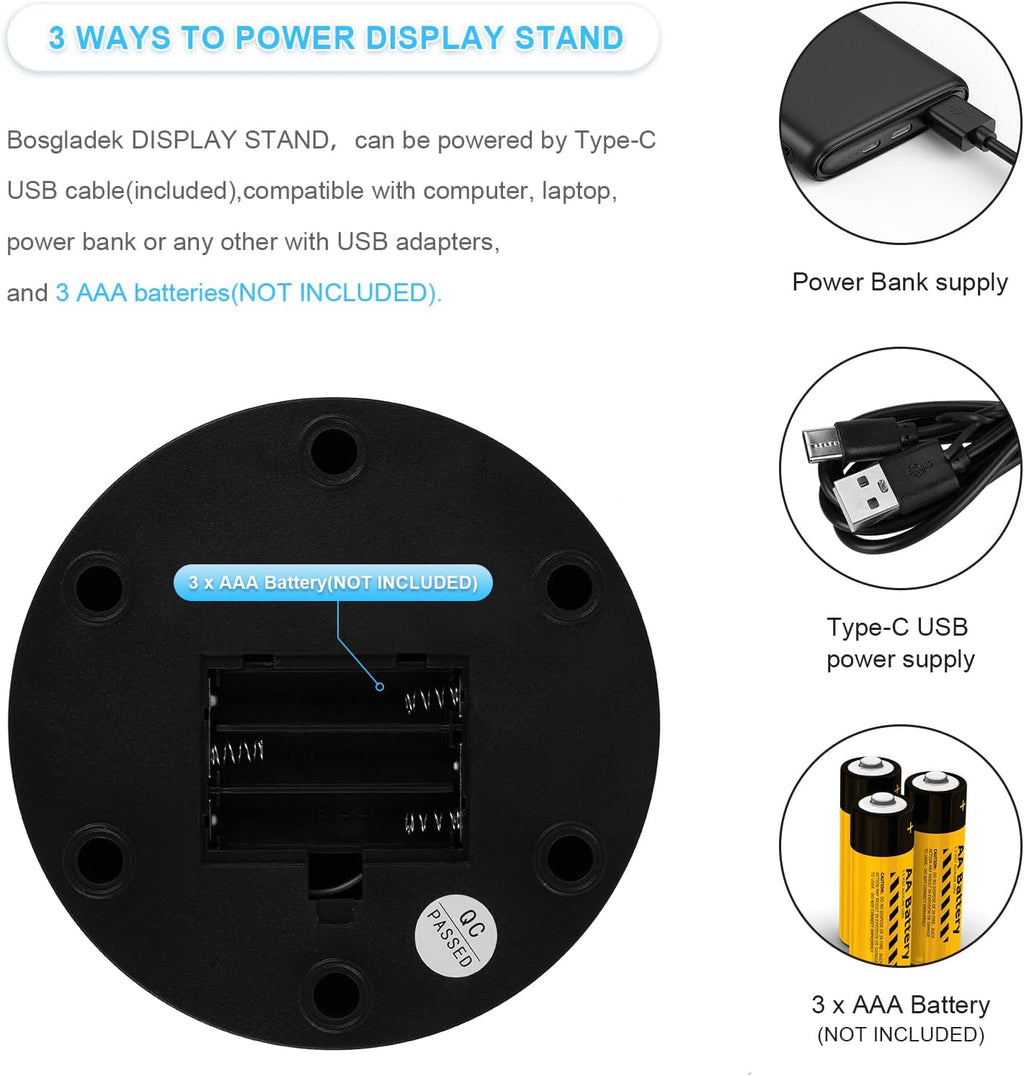 Motorized Rotating Display Stand, 5in/11lbs Load, 360° Rotating