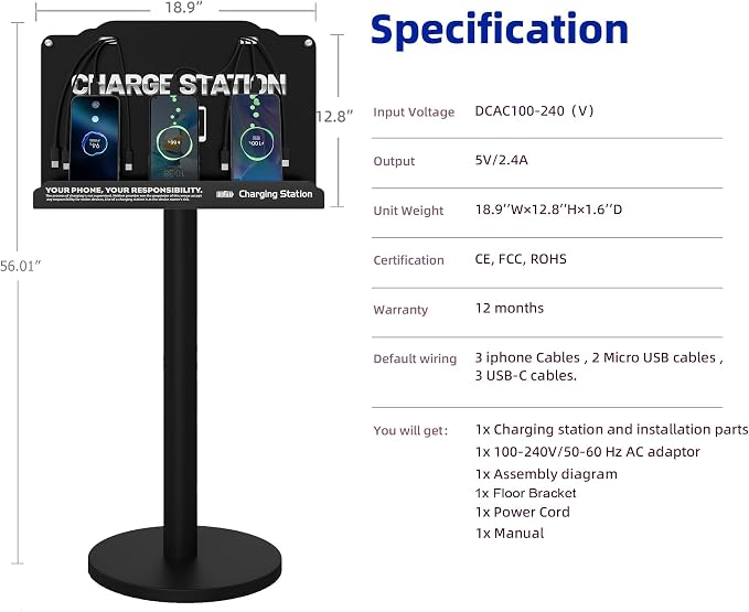 Floor Standing Cell Phone Charging Station - Image 6