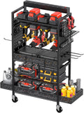 CCCEI Garage Power Tools Organizer Cart with Charging Station, Black