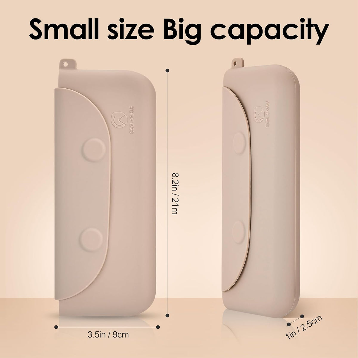 Large Silicone Makeup Brush Holder, Magnetic Closure, Khaki