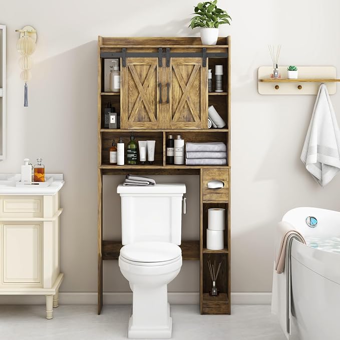 Vabches Over The Toilet Storage Cabinet, Farmhouse Storage Cabinet Over Toilet - Image 7