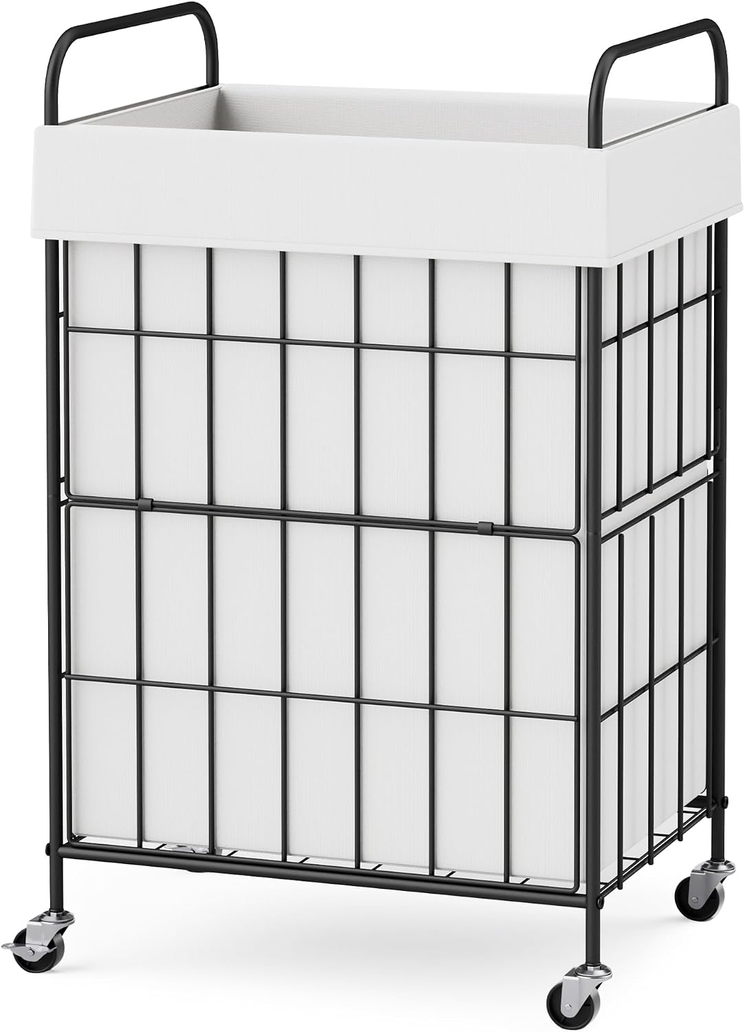 90L Laundry Hamper with Wheels, Laundry Basket with Handle and Liner