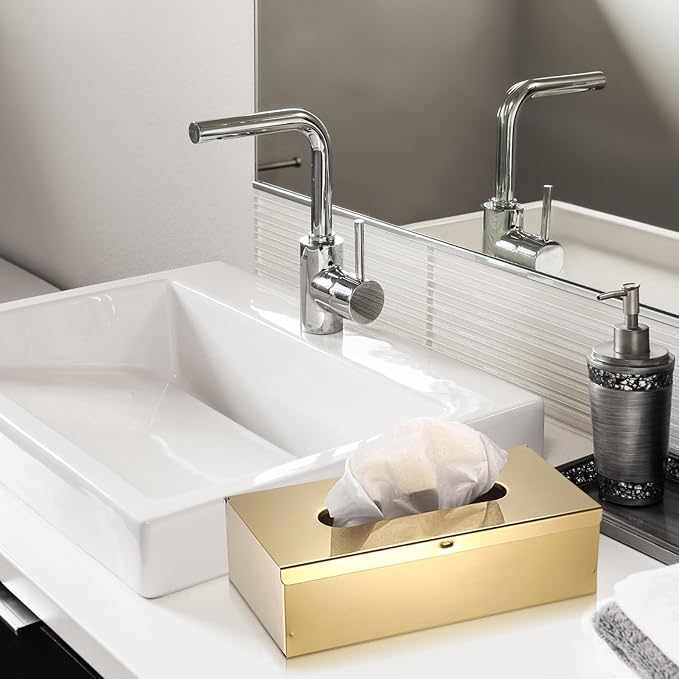 Sumnacon Tissue Box Cover Rectangle Stainless Steel Tissue Box Stylish Tissue - Image 2