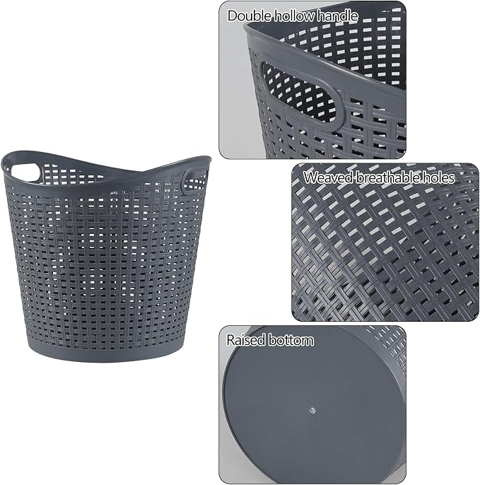 6 Packs 30 Liter Round Plastic Laundry Baskets, Large Basket - Image 3