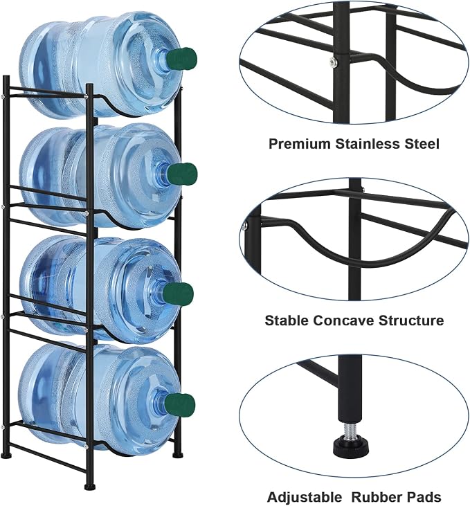 smusei 5 Gallon Water Bottle Jug Holder 4 Tier Heavy Duty Cooler Jug Storage - Image 5