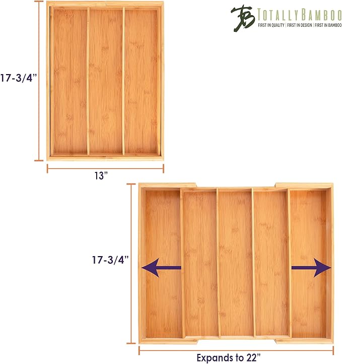Totally Bamboo Expandable 5-Compartment Drawer Organizer, Expands from 13 to - Image 5