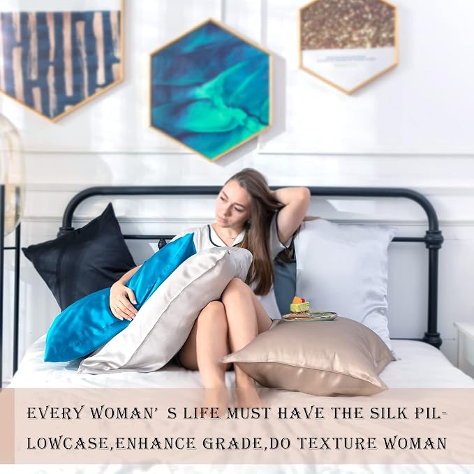 Silk Pillowcase for Hair and Skin, Breathable and Sliky 100% Silk Pillowcases - Image 7