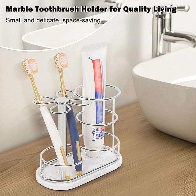 HarJue Toothbrush Holder Stand for Bathroom, Metal Toothbrush Organizer - Image 8