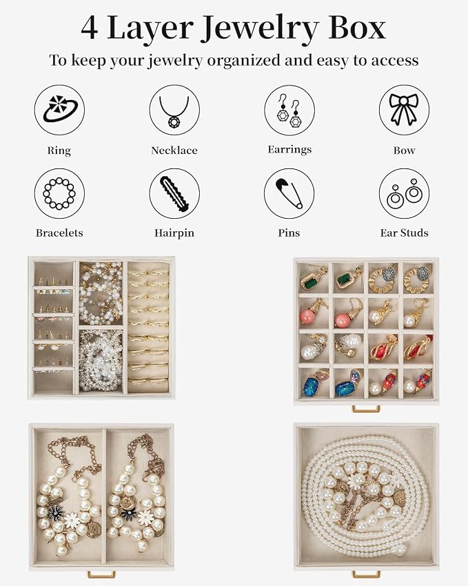 TORIBIO Jewelry Box for Women, Leather Jewelry Organizer - Image 4