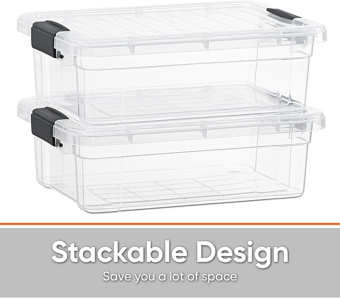 Superio Storage Bins with Lids- 8 Pack, 6.6 Qt Clear Boxes - Image 3