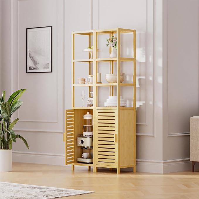HITNET Bathroom Floor Cabinet, 6 Tier Tall Thin Linen Tower Storage Cabinet - Image 4