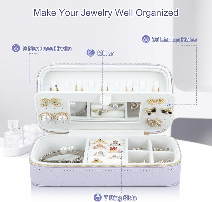 DesignSter Jewelry Organizer, Small Portable Travel Jewelry Storage - Image 2