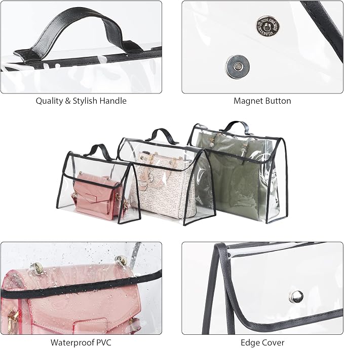 Univivi 6 Pack Dust Bags For Purses and Handbags, Bedroom Handbag Organizer - Image 3