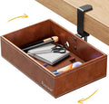 PU Leather Under Desk Drawer Organizer, 360° Rotating Clamp by OfficeProducts