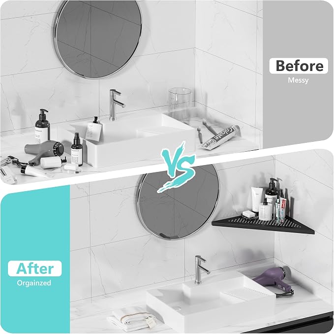 Bathroom Corner Shelf, Recessed 12" Shower Shelf Caddy, SUS304 Stainless Steel - Image 7
