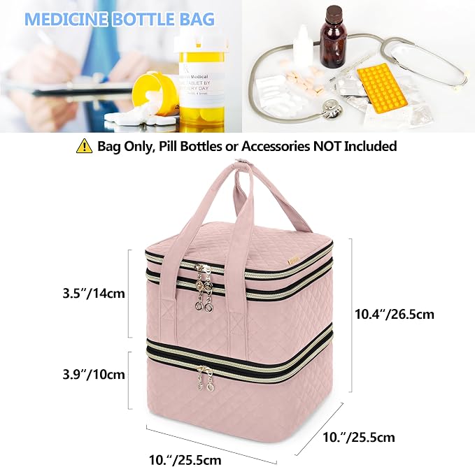 Yarwo Pill Bottle Organizer Storage Bag, 3 Layers Medicine Travel Case Empty - Image 6