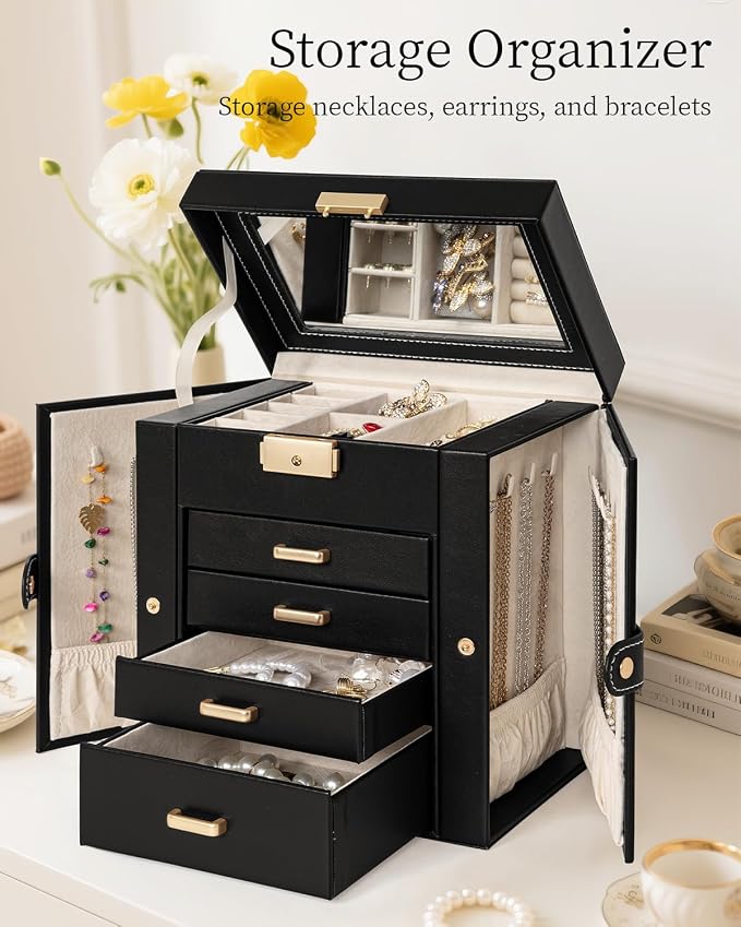 TORIBIO Jewelry Box for Women, Leather Jewelry Organizer - Image 3