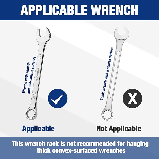 WORKPRO 4-Pack Magnetic Wrench Organizer, 12-Piece Wrench Holder Set - Image 5