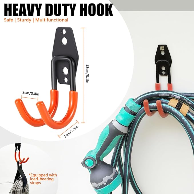 Heavy Duty Garage Storage Hooks, 4 Pack Utility Steel Garage Tool Organizer - Image 2