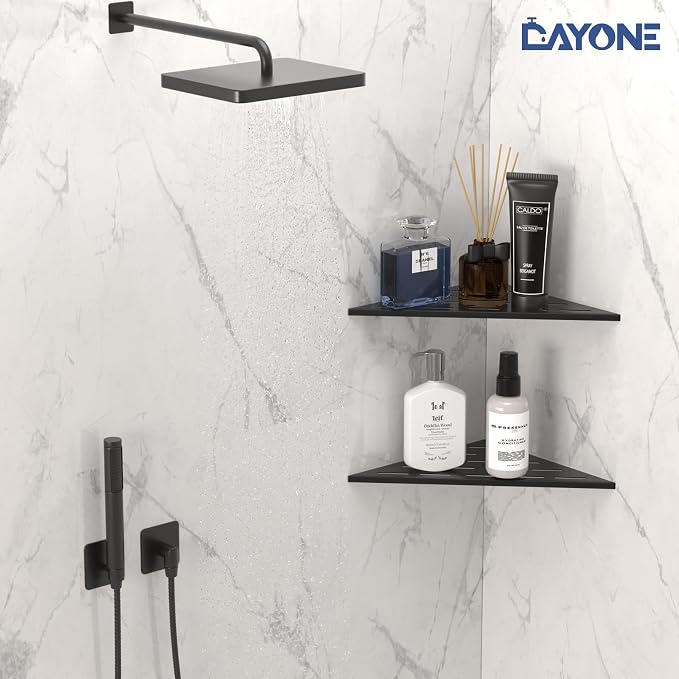 DAYONE Matte Black Corner Shower Shelf 2 Pack 10", Bathroom Corner Shower - Image 8