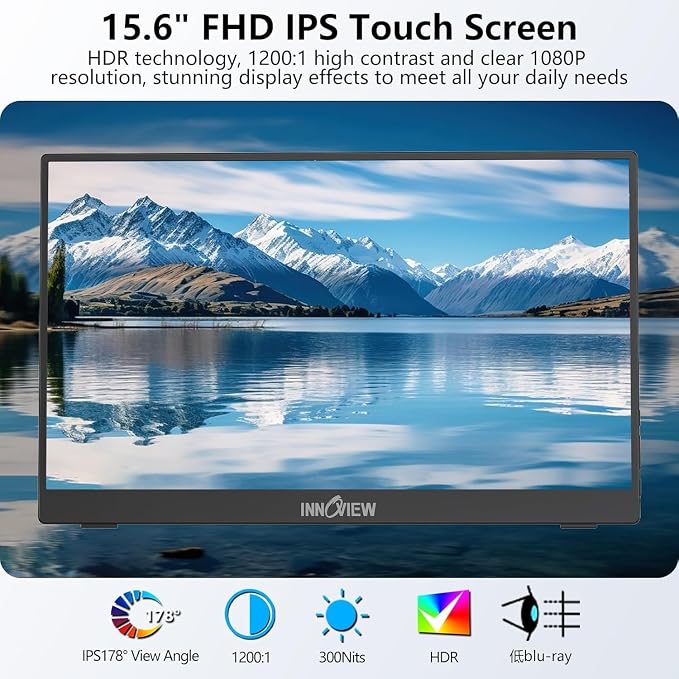 InnoView Portable Monitor Touchscreen 15.6" 1080P 10-Point Touch Screen - Image 5