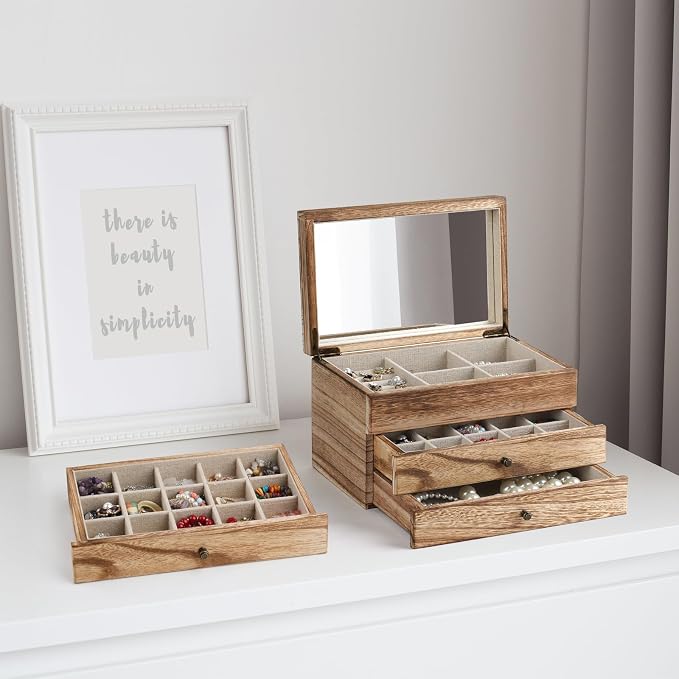 Meangood Jewelry Box Organizer for Women, 3 Layer Large Jewelry Storage Case - Image 4
