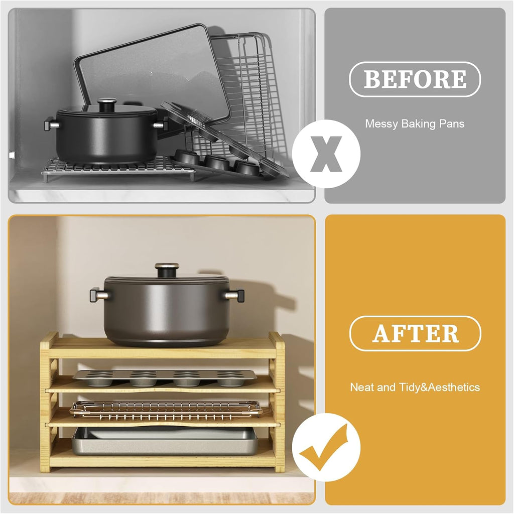 4 Tier Tray Dividers for Cabinets, Kitchen Vertical Baking Sheet