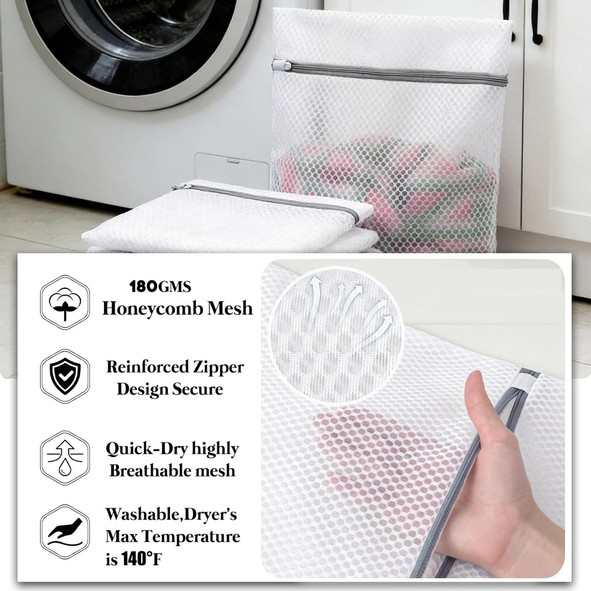 10 Pcs Laundry Bags Mesh Wash Bags, Premium Durable Double-Layer