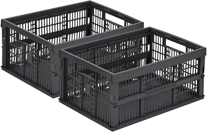 2-Pack Pastel Plastic Storage Baskets, Collapsible Crates by HUUSMOT